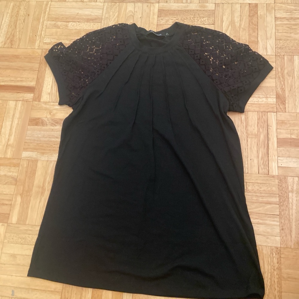 Chic Black Women's Blouse with Lace Sleeves